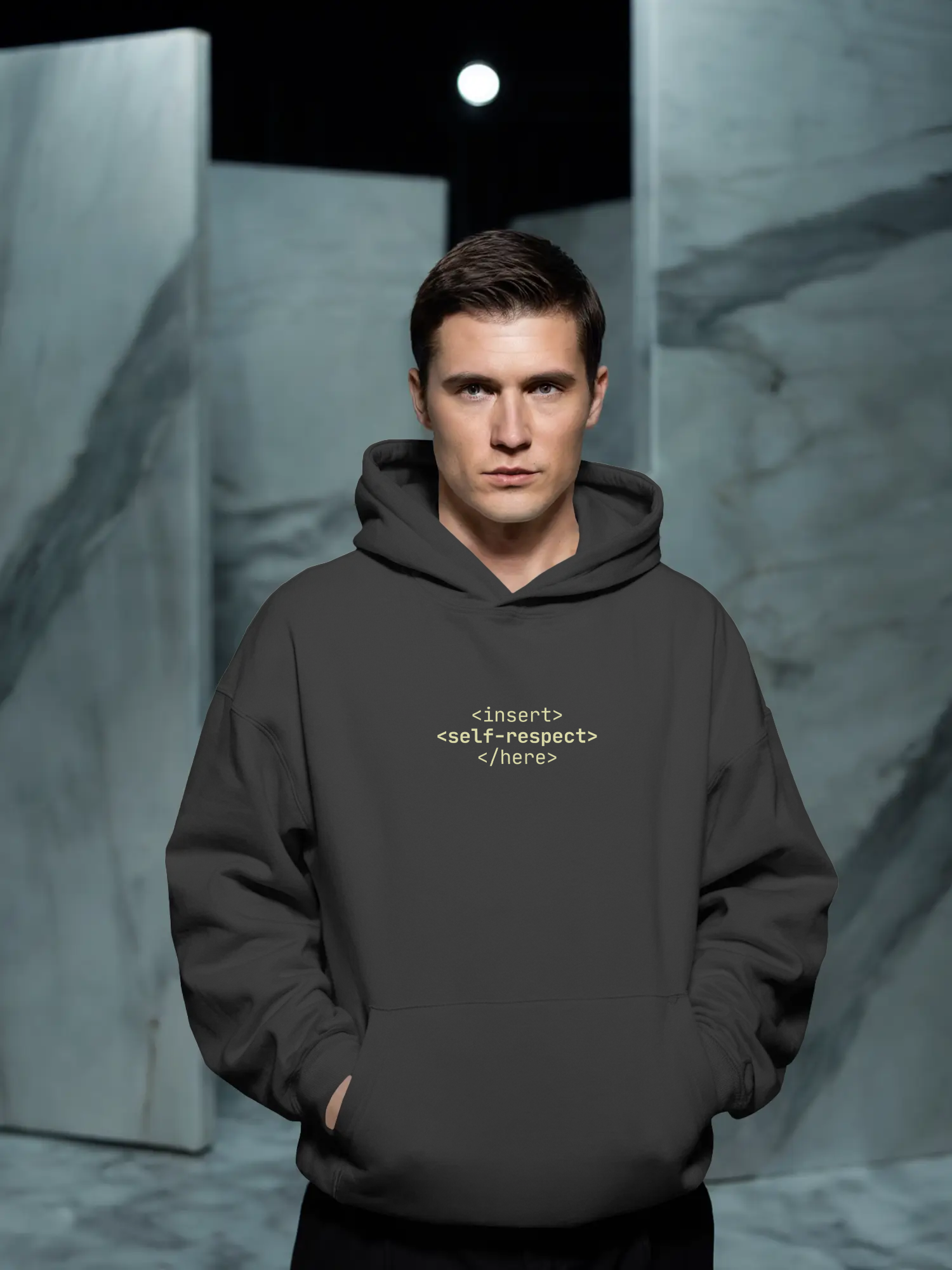 “<insert self-respect here>” Hoodie | Charcoal Black