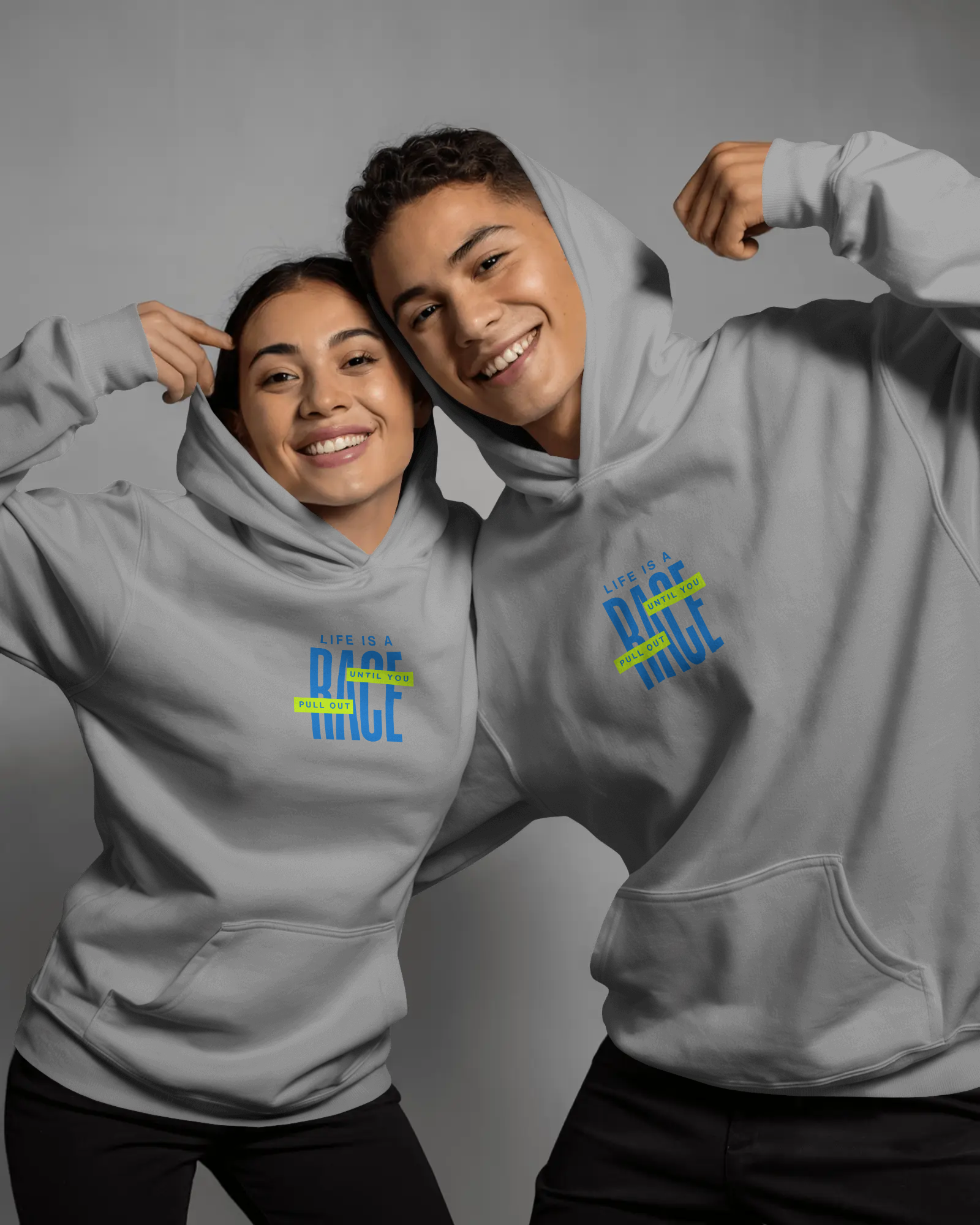 “Life Is A Race Until You Pull Out” Hoodie | Ice Grey