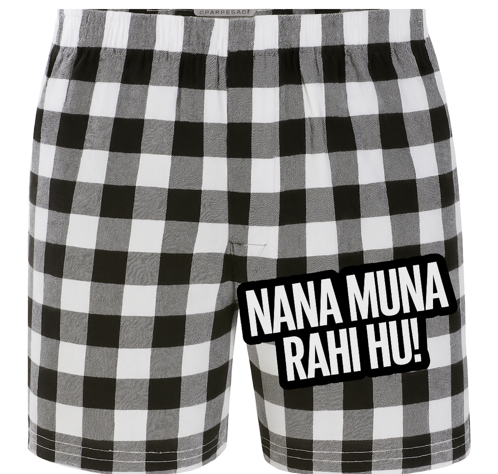 “Nana Muna Rahi Hu” Boxer – Classic Edition | Black & White Check