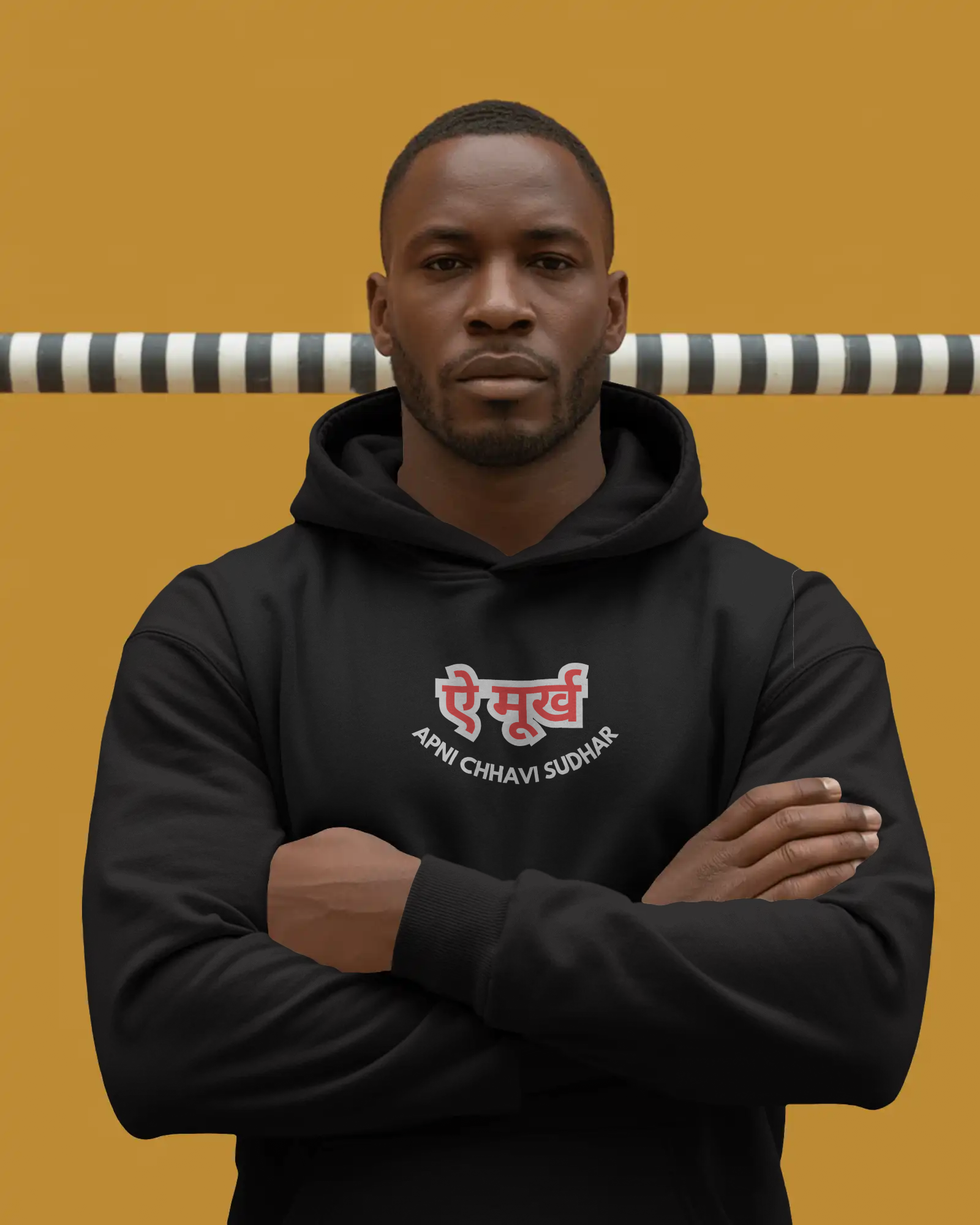 “ए मूर्ख” Hoodie – Apni Chhavi Sudhar Edition | Black Hoodie