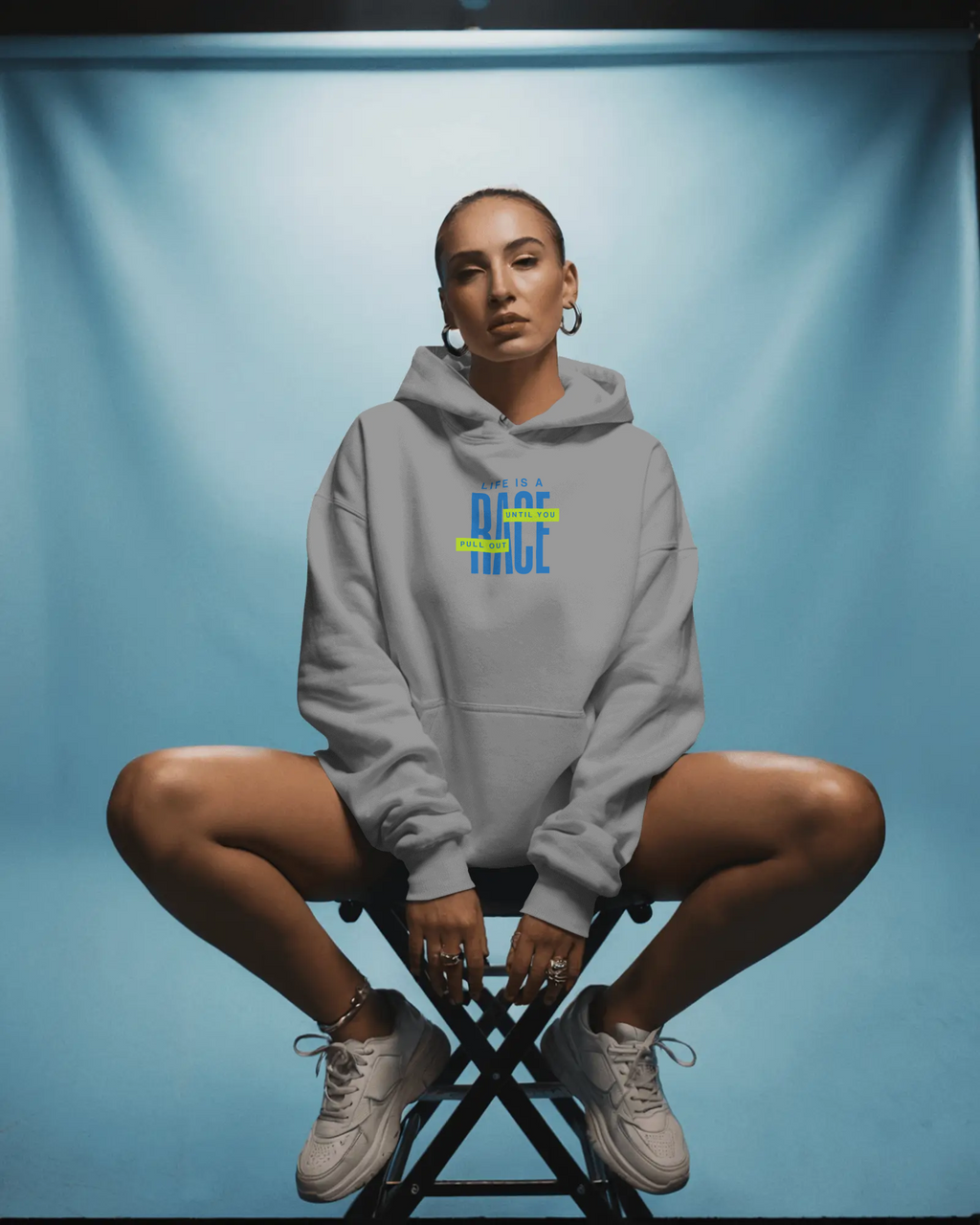 “Life Is A Race Until You Pull Out” Hoodie | Ice Grey