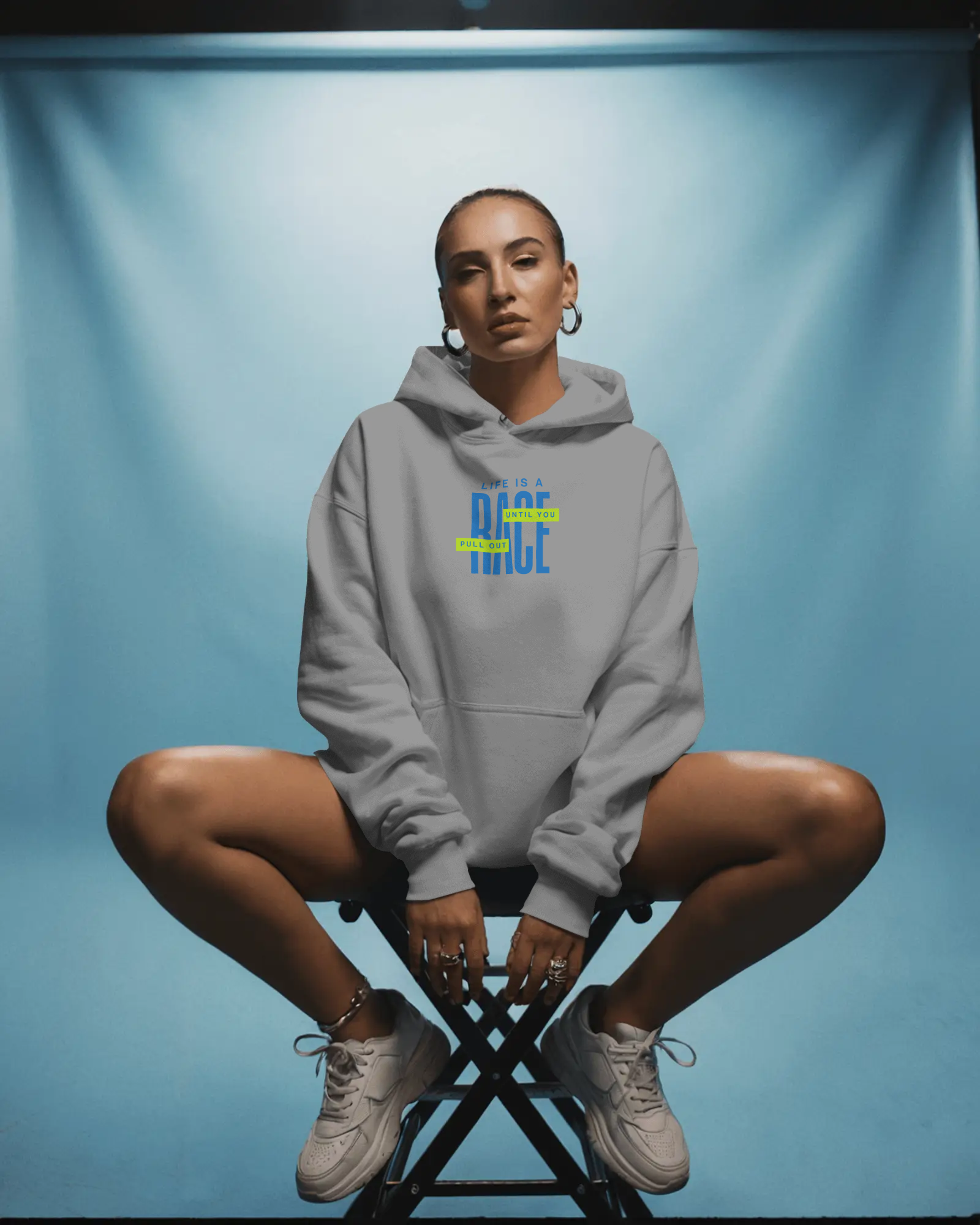 “Life Is A Race Until You Pull Out” Hoodie | Ice Grey