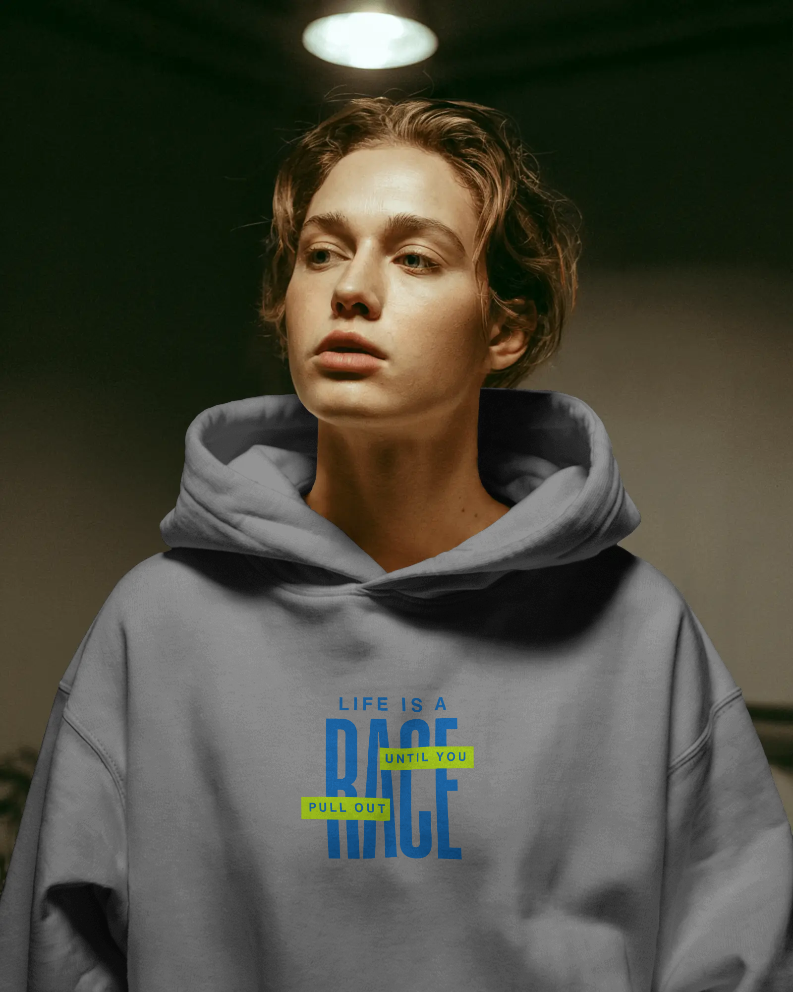 “Life Is A Race Until You Pull Out” Hoodie | Ice Grey